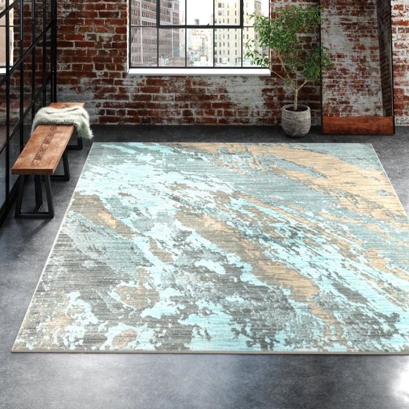 Steelside™ Bali PowerLoomed Blue/Gray/Beige Rug & Reviews Wayfair